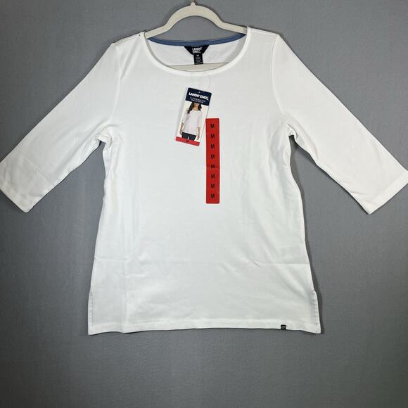 Lands' End Tops - NWT Women's White LANDS END 3/4 Sleeve Boat Neck Pima‎ Cotton Tee M